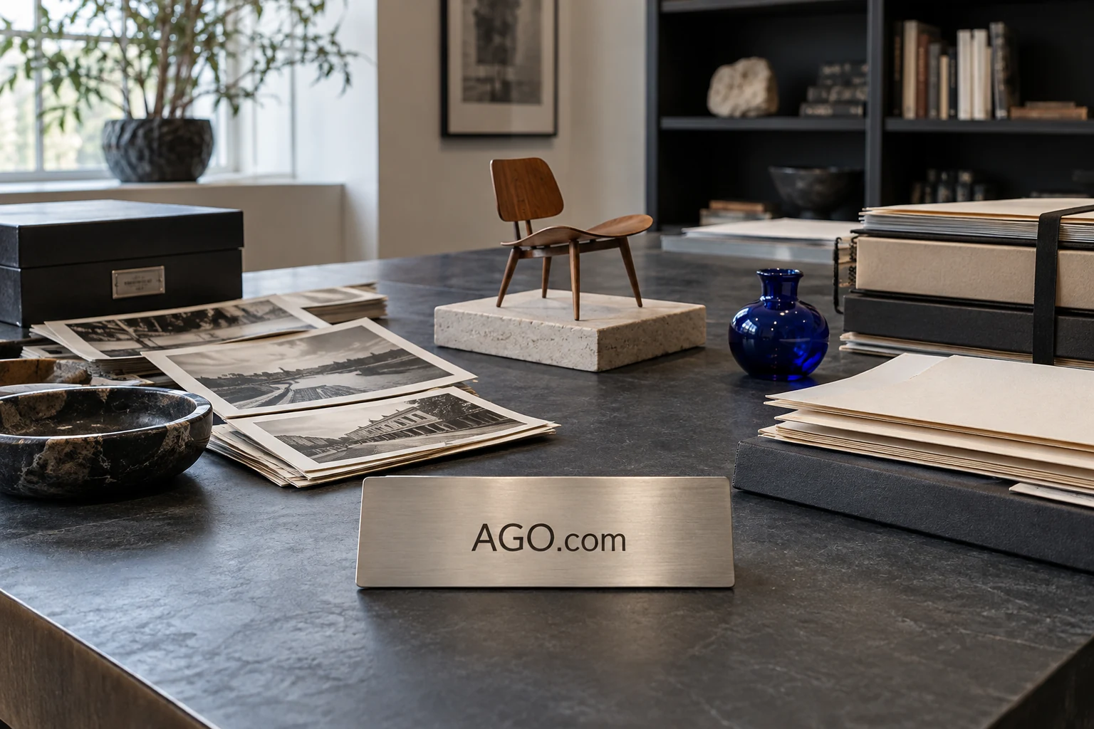 A considered collection of objects and AGO.com branding